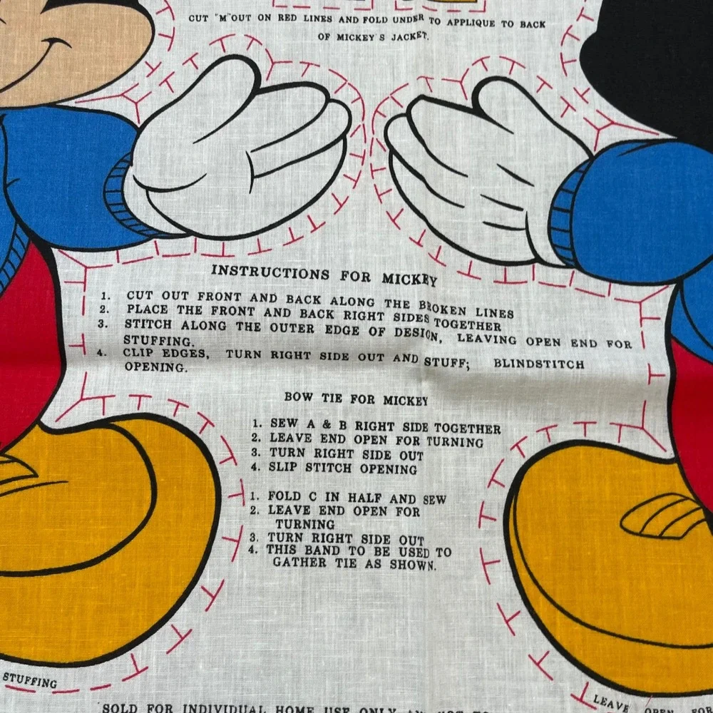 Vintage Walt‎ Disney Mickey Mouse Fabric Panel Cut n Sew Football Sports Craft